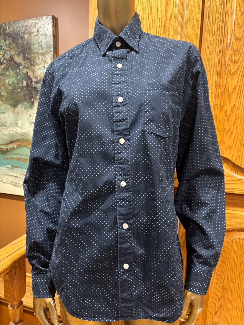 J. Crew Navy Blue Microdot Button-Down Shirt